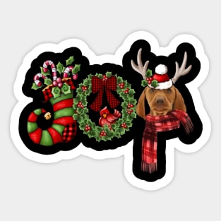Christmas Joy Dwarf Stocking Reindeer Vizsla Sticker